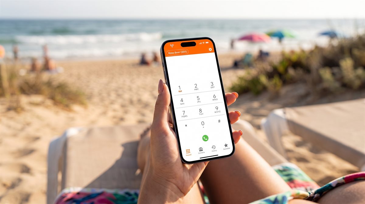 Smartphone running the softphone app